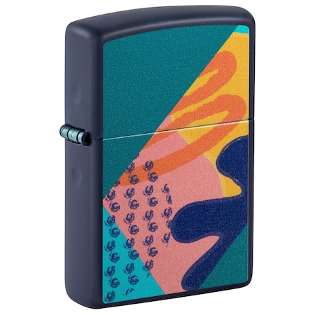 Zippo Retro Pattern Design Navy Matte Pocket Lighter 48417